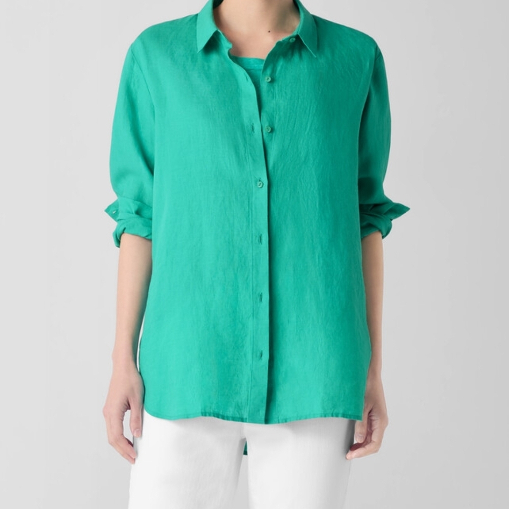 Eileen Fischer Organic Handkerchief Linen Classic Collar Shirt SP